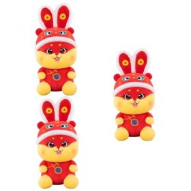 ABOOFAN 3 Pièces Danse Lion Figurine Zodiaque Animal Statue Zodiaque en Peluche Lapin Poupée Jouets en Peluche Peluche Lapin 