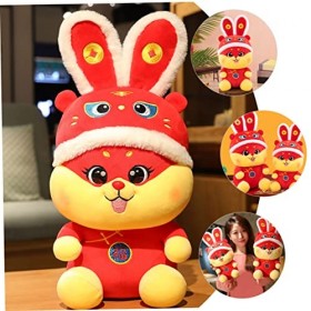 ABOOFAN 3 Pièces Danse Lion Figurine Zodiaque Animal Statue Zodiaque en Peluche Lapin Poupée Jouets en Peluche Peluche Lapin 