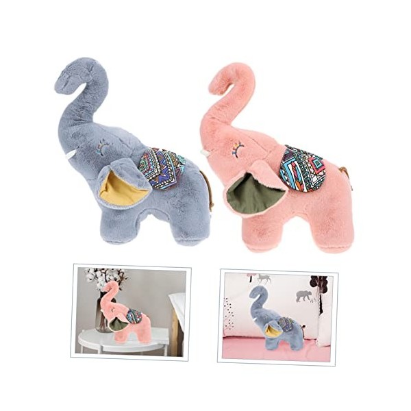 ibasenice 2 Pièces Poupée Bébé Éléphant Poupée en Peluche De Dessin Animé Jouets danimaux Moelleux Figurines danimaux en Pe