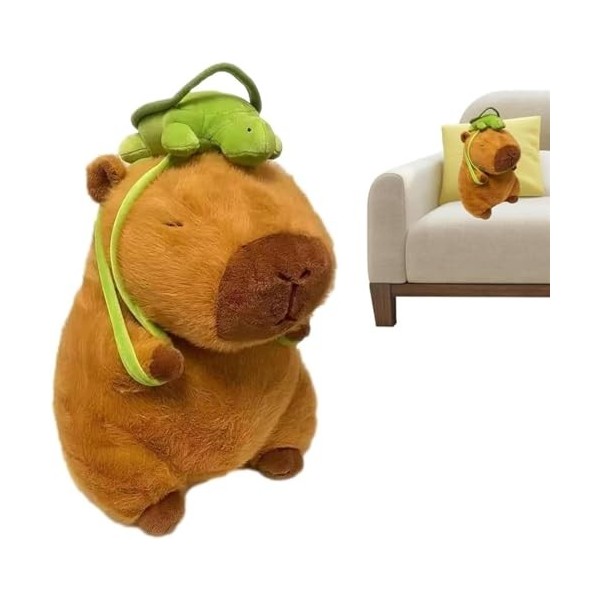 SAYEYBU Peluche Capybara Potelée,Animal en Peluche Doux et Réaliste,Oreiller Capybara Portatif Durable,Poupée Cadeau Capybara