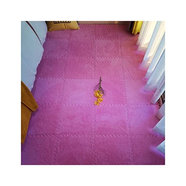 10 Pièces Tapis De Puzzle en Peluche Lavables Tapis De Sol en Mousse Carreaux De Moquette Antidérapant Imbriqués-Facile à Ass