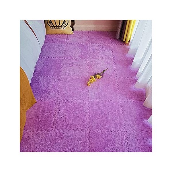 10 Pièces Tapis De Puzzle en Peluche Lavables Tapis De Sol en Mousse Carreaux De Moquette Antidérapant Imbriqués-Facile à Ass