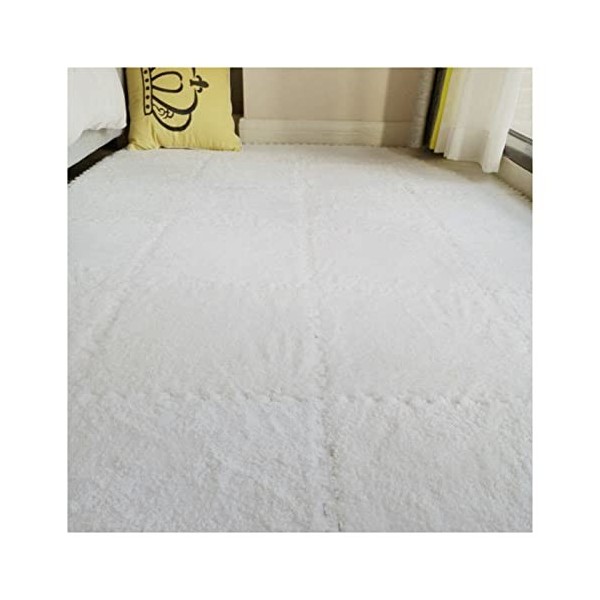 10 Pièces Tapis De Puzzle en Peluche Lavables Tapis De Sol en Mousse Carreaux De Moquette Antidérapant Imbriqués-Facile à Ass