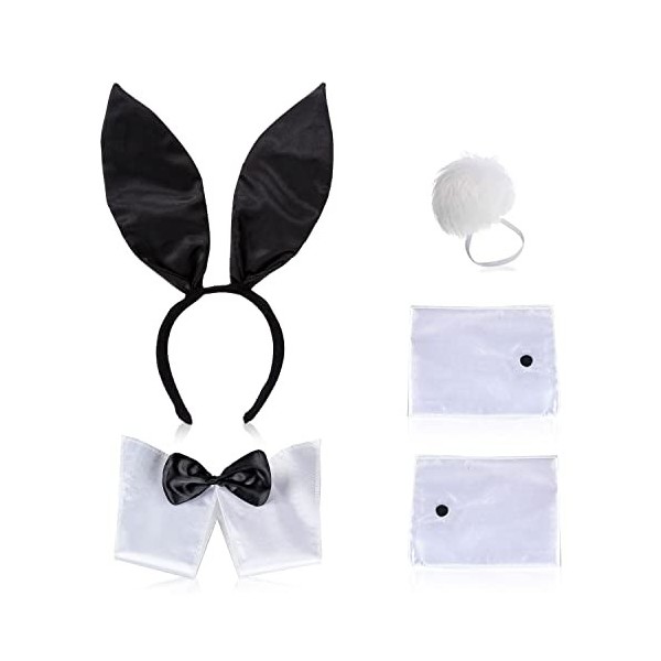 NITAIUN Déguisement de Lapin Sexy - Accessoire de déguisement de Lapin de Pâques Kit instantané Bandeau Oreilles de Lapin Nœu