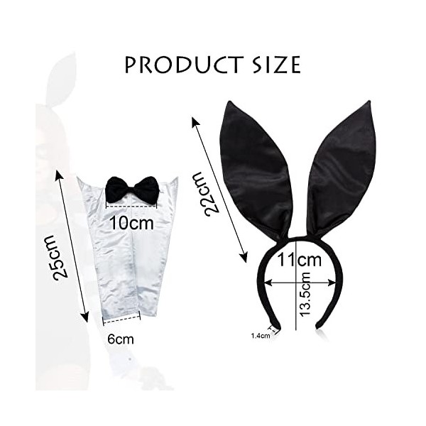 NITAIUN Déguisement de Lapin Sexy - Accessoire de déguisement de Lapin de Pâques Kit instantané Bandeau Oreilles de Lapin Nœu