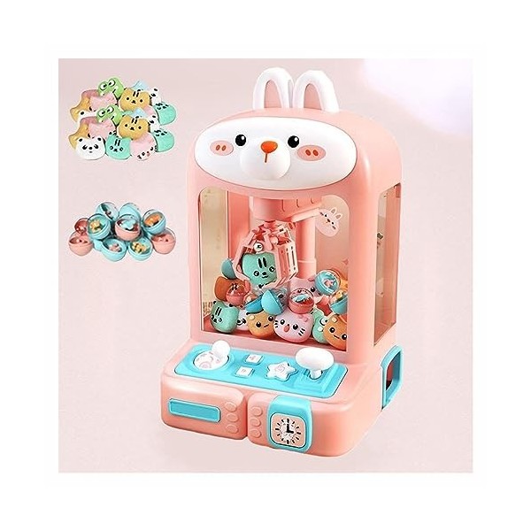 Alacritua Machine a Pince Fete Foraine Candy Grabber avec 30 Peluches,10 Gashapons Clip De Poupée pour Fille Machine à Griffe