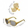 NewZC Kit de Costume Hip Hop Lunettes de Soleil Bague Chaîne de Dollar dor Accessoires de Rappeur des Années 80/90 Convient 