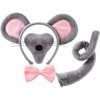 Ensemble de Costumes danimal Oreilles Nez Queue et Noeud Papillon de Souris Kit de Costume de Déguisements d’Animal pour Fêt