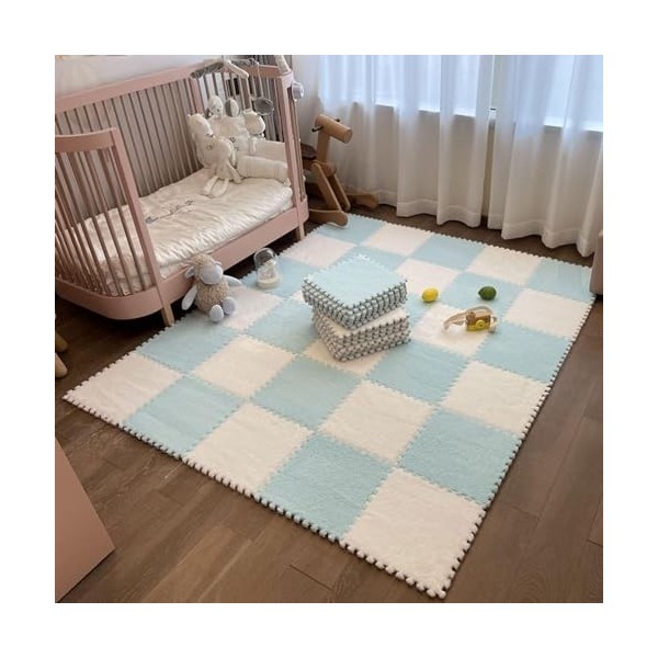 Tapis De Sol en Mousse Puzzle en Peluche, Tapis De Jeu, Dalles De Moquette Emboîtables, Tapis, 30x30x1 Cm, Combinaison De Cou
