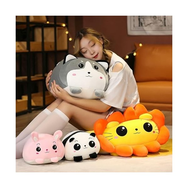 NOpinz Kawaii Chien Peluche Jouet en Peluche Animal Oreiller Mignon Panda Lapin Husky Peluche Oreiller Cadeau D’Anniversaire 