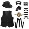 YADODO Gatsby Costume Homme Années 1920 Hommes Déguisements Accessoires Vêtements de Gangster Flapper Gangster Ensemble Great