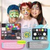 Chennyfun Palette de Maquillage Enfants Kit, Peinture pour Le Visage-16 Grandes Peintures, Lavable,Peinture pour Le Visage et