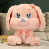 SaruEL Mignon Gros Yeux Noeud Lapin Oreiller Mignon Poupée en Peluche Jouet Cadeau De Noël Kawaii Furry Pearl Bunny Cadeau D’