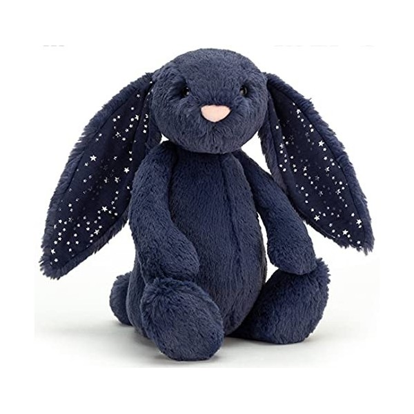 Jellycat Peluche lapin Stardust bleu marine moyen