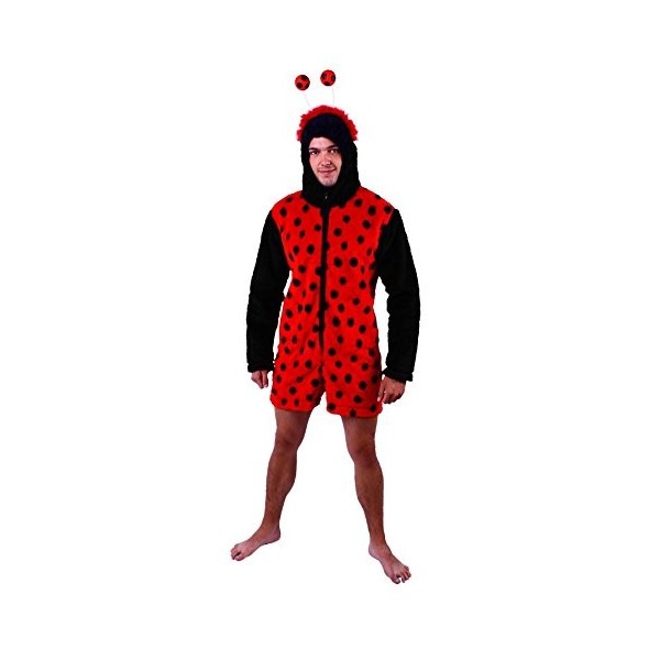 Marco Porta 4471 M – Peluche Combinaison Coccinelle avec des Jambes Courtes, M, Noir/Rouge