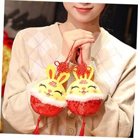 ibasenice 2 Pièces Pendentif Lapin 2023 Nouvel an Chinois Poupée De Lapin Statues De Lapin Statue danimal du Zodiaque Mini A