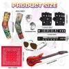 11 PCS Accessoires de Costume Punk, Runk Gothique Rocker Kit avec Faux Tatouage Manches Guitare Gonflable Lunettes Bandana Ga