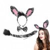 TSHAOUN Kit Zèbre, Zèbre Oreilles Bandeau Noeud Papillon Queue, Deguisement Animaux, Cosplay Set, Ensemble Costume zèbre, Par