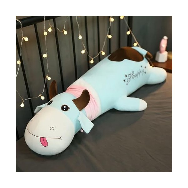 Mignon Schnauzer Chien Vache Girafe Peluche Long Oreiller Doux en Peluche Dessin Animé Animal Poupée Couchage Oreiller Ami Ca