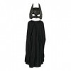 RUBIES - DC officiel - BATMAN - Kit déguisement Cape noire + Masque noir PVC pour enfant - Taille unique - à leffigie du sup