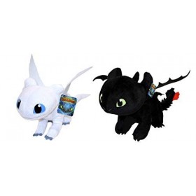 FP Dragons 3 Lot de 2 Peluches Dragons 3 Furie Nocturne et Furie Eclair 30 cm