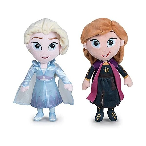 Disney - Pack 2 Peluches 1181"/30cm Princesses Frozen, La Reine des Neiges - Elsa + Anna Qualité Super Douce
