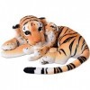 TE-Trend XL Tigre avec Bébé Tigre Grand Chat Animal à Câliner Peluche 60cm Animal en Tissu Brun