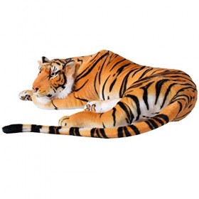 TE-Trend 18789 – Tiger Grand Chat couché Jungle Animaux Sauvages Steppe 80 cm Multicolore