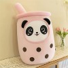 SWECOMZE Panda - Peluche - Motif tasse de thé aux bulles - Jouet en peluche - Motif tasse de thé - Rose - 50 cm