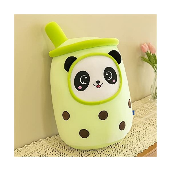 SWECOMZE Panda - Peluche - Motif tasse de thé aux bulles - Jouet en peluche - Motif tasse de thé - Rose - 50 cm