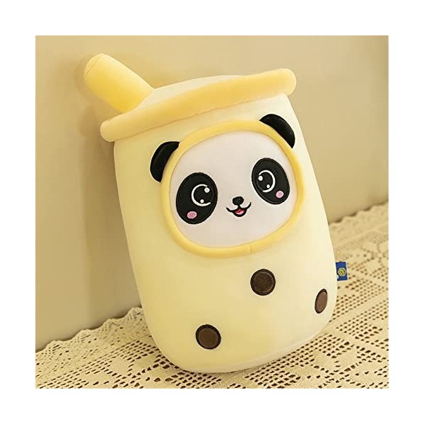 SWECOMZE Panda - Peluche - Motif tasse de thé aux bulles - Jouet en peluche - Motif tasse de thé - Rose - 50 cm