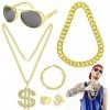 FENYW Kit de Costume de Hip Hop, Deguisement Hip Hop, pour Unisexe Party Carnaval Années Concerts de Rap