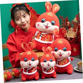 Toyvian 4 Pièces Poupée Lapin Costume Tang Lannée De Oreiller Lapin en Peluche Décor De Voiture De Lapin Peluche Lapin Zodia