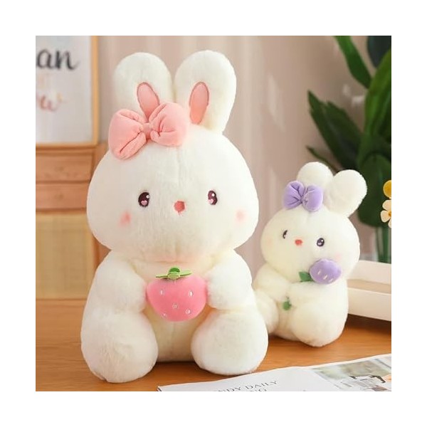 Lapin Mignon Tenant Fleur poupée Lapin Peluche Jouet Peluche Animal Coussin Oreiller décoré Kawaii Cadeau d’Anniversaire aux 