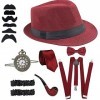 LUFEIS Accessoires Homme Année 20, Deguisement Annee 20 Homme Gatsby Année 20 Mafia Gatsby Costume Ensemble Béret avec Bonnet