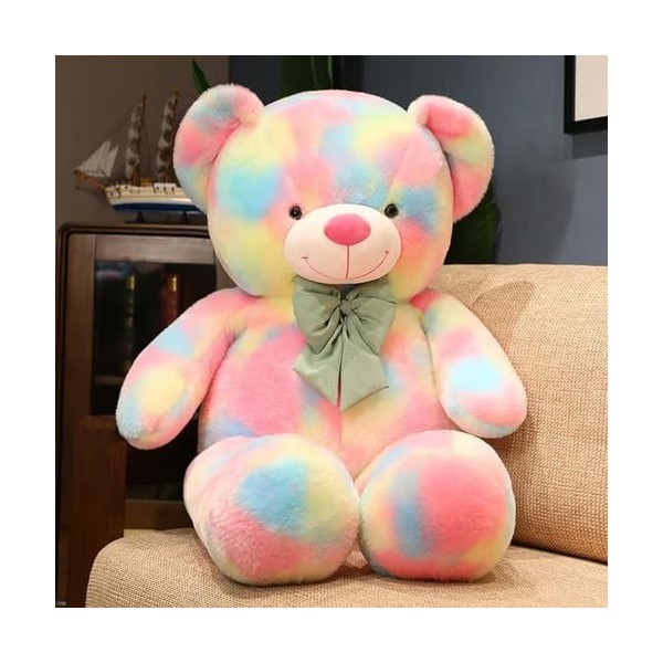 Kawaii Peluche Ours en Peluche Oreiller Jouet Lapin Peluche Animal poupée coloré Noeud Ours Enfants Cadeau d’Anniversaire Cad