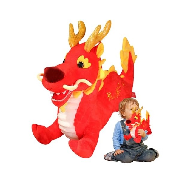 BUKISA Jouet Dragon Chinois en Peluche - 2024 Année de lanimal en Peluche Dragon Debout - Peluches de Mascotte de Dragon de 