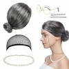 MIVAIUN 5 Pièces Kit de Deguisement Grand Mere Vieille Dame Déguisement Accessoire, Grand Mère Perruque Kit de Deguisement, G