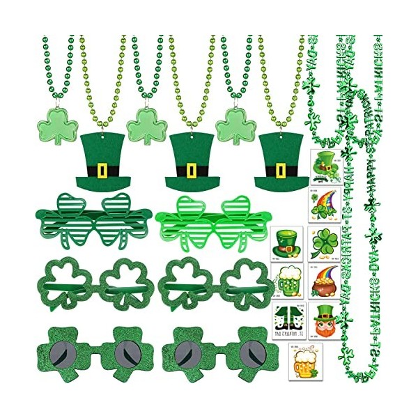 Costume de fête de Saint Patricks Kit, accessoires irlandais verts, accessoires de déguisement pour irlandais, Saint Patrick,