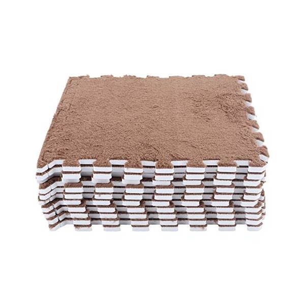 10 Pièces Tapis de Sol en Mousse en Peluche Carrés Carreaux de Tapis Imbriqués, Tapis de Jeu Carreaux de Sol Tapis Descalade