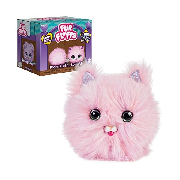 Fur Fluffs, Purr n Fluff Surprise Jouet interactif pour Animal de Compagnie, Plus de 100 Sons et réactions, Chat Mignon et M