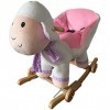 Fauteuil à bascule en peluche Lamb SHEEP avec poignées en bois - Finition douce de luxe - Effet sonore inclus - Blanc/rose