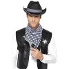 Smiffys Kit Western, Faux gilet en cuir, chapeau, badge et foulard, M-L, Noir