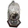The Noble Collection Harry Potter Miniature Hedwig in Cage - 10in 25cm Resin Snowy Owl Sculpture in Metal and Wood Pedestal
