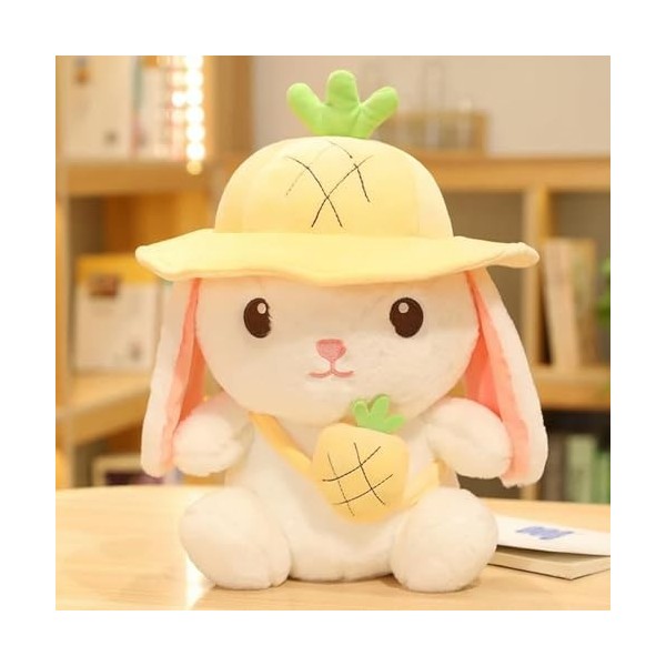 LfrAnk Mignon Lapin de Fruits en Peluche avec Chapeau poupée de Bande dessinée Lapin Oreiller Enfants Anniversaire Jouet en P