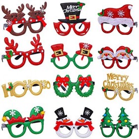 Aneco 12 styles de lunettes de Noël à paillettes pour fête de Noël