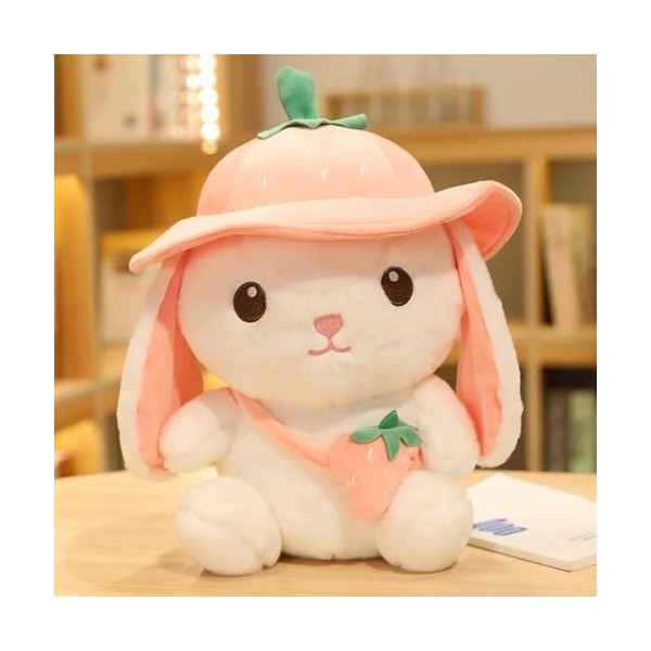 LfrAnk Mignon Lapin de Fruits en Peluche avec Chapeau poupée de Bande dessinée Lapin Oreiller Enfants Anniversaire Jouet en P