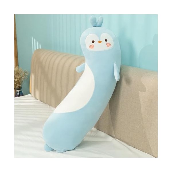 LfrAnk Mignon Dinosaure Pingouin Husky Kawaii Long Oreiller en Peluche Animal Poupée Enfants Jouets Cadeau D’Anniversaire Cad