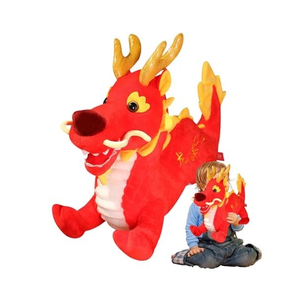 BUKBAG Poupée en Peluche Dragon Chinois - 2024 Année de la Mascotte du Dragon Debout - Peluches de Mascotte de Dragon de Dess