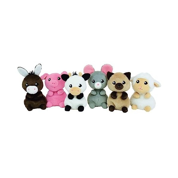 Jemini KIDIMOLS Animaux DE LA Ferme Peluche +/- 14CM : ANE, Cochon, Vache, Souris, Mouton ET Chat